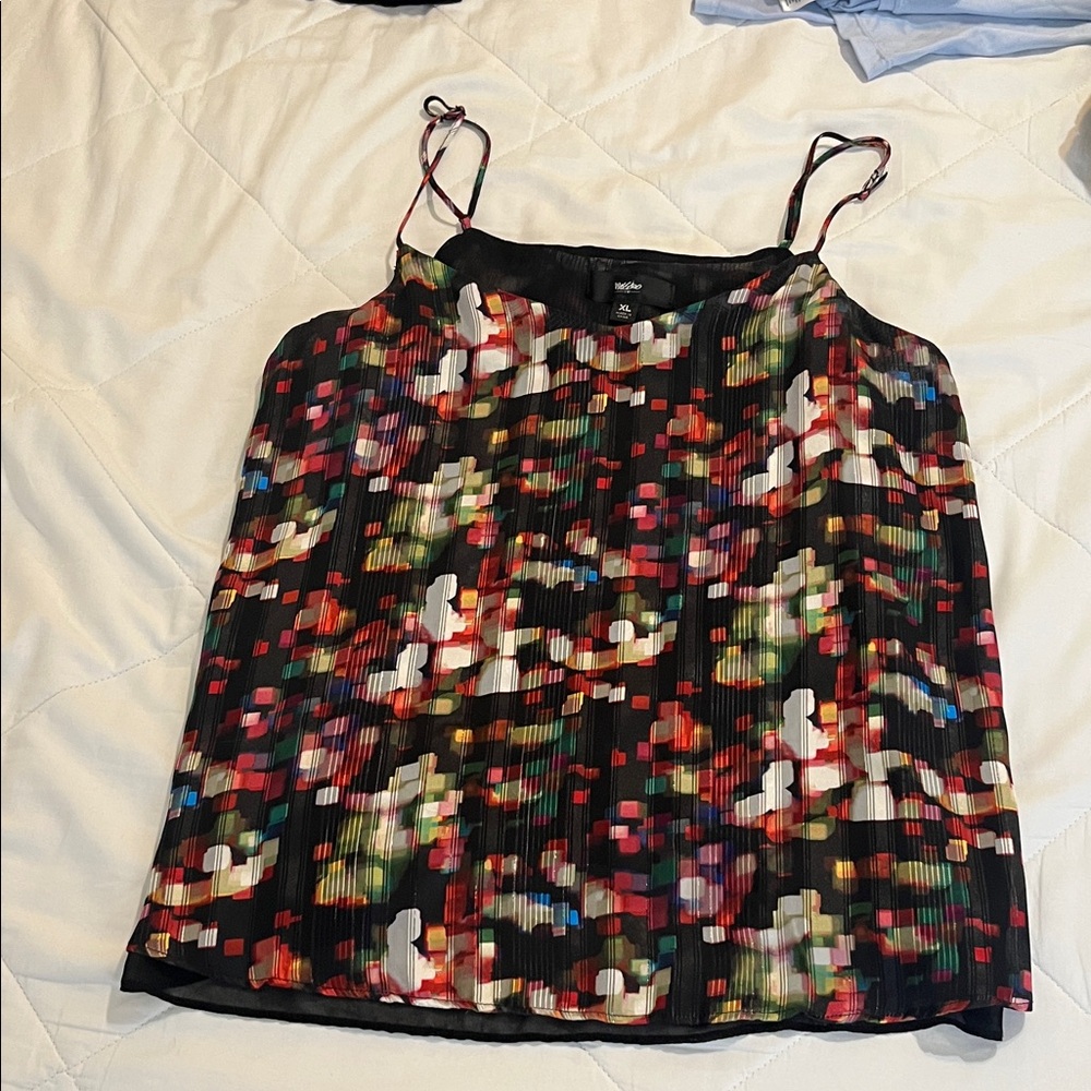 Mossimo Supply Co. Black Camisole with Multicolor Pattern